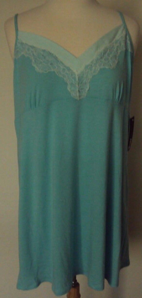 Apt 9 Chemise with lace trim Size XXL Aqua (Light blue) adjustable straps - $18.76
