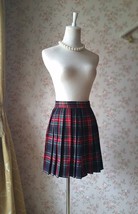 Red Short Plaid Skirt Outfit Women Girl Pleated Plaid Skirt image 1
