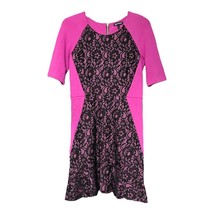 Juicy Couture Womens Pink Black Lace Short Sleeve Back Zip Dress Size 4 - £15.73 GBP