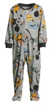 Mickey Mouse Toddler Boys One Piece Sleeper Pajama Size 5T Grey NEW - $22.76