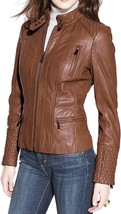 Stylish Women&#39;s Genuine Lambskin Leather Jacket Handmade New Motorcycle Biker - £85.75 GBP