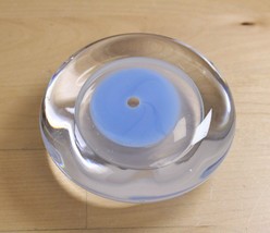 Studio Ahus Sweden 1989 Art Glass Paperweight Blue Eye Signed - $24.74