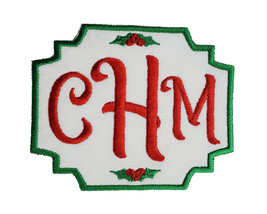 Christmas Stocking Monogram Patch - 3.7&quot; x 3&quot; Custom Personalized Iron On or Sew - £8.55 GBP