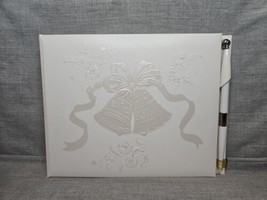 Vintage 90s Hallmark White/Ivory Wedding Guest Book, Bell Design - $7.59