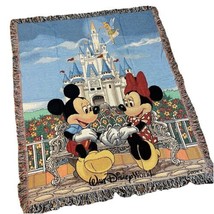 Walt Disney World Tapestry Throw Blanket Mickey Minnie Castle 50&quot;x60&quot; Cotton - £23.78 GBP