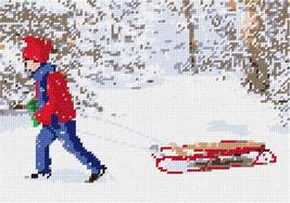 Pepita Needlepoint Canvas: Boy and Sled, 10&quot; x 7&quot; - £41.00 GBP+