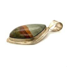 Vintage Signed 925 DTR Jay King Rare Agate Stone Cabochon Designer Slide Pendant - £98.92 GBP