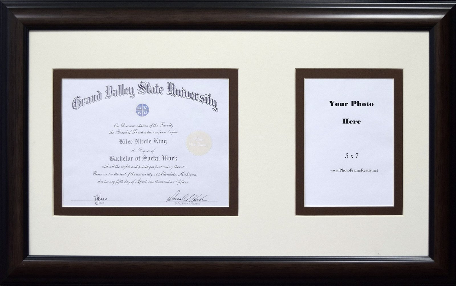 Graduation University Diploma Document Certificate Photo Frame Matted Holds 9x7