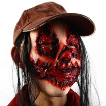 Scary Scar Face Gory Halloween Bloody Mask with Hair Costume Mask for Adult - £12.08 GBP