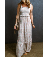 White Lace Frilly Straps Shirred Floral Maxi Dress - €23,52 EUR White Lace Frilly Straps Shirred Floral Maxi Dress - €23,52 EUR