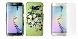 FOR FOR SAMSUNG GALAXY S6 EDGE TROPICAL GREEN FLOWERS HARD CASE COVER - £2.78 GBP