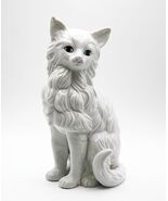 VINTAGE WHITE LONG HAIRED BLUE EYES CAT FIGURINE 7&quot; - $360.13 MXN