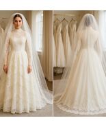 Vintage 60's 70's Victorian Lace Prairie Cottage Wedding Gown Dress High... - $171.00