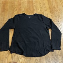 Cuddl Duds Long Sleeve Sweatshirt Soft Fleece Women&#39;s XXL Black Thumbholes - $11.69