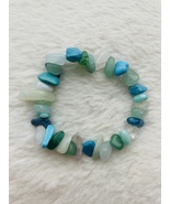 Blue, green, and white crystal bead bracelet. - £6.44 GBP