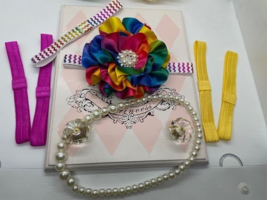 Handmade Beautiful Rainbow Flower Headband With Extra Bands 0-6 Months - £9.49 GBP