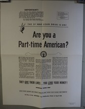 Vintage Are You Un Part Time Américain? National Archives Monde War II D... - $77.24