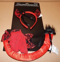 Halloween Costume 4 pc Deluxe Accessory Kit Red Devil 118M - £7.58 GBP