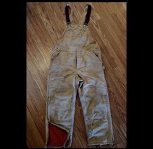 Vtg Carhartt Overalls Mens 40x30 Duck Insulated Double Knee Distress USA... - $74.86