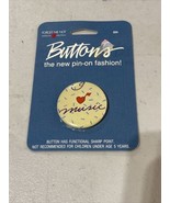 Vintage 1985 Tin Front American Greetings Music Pinback Pin Button NOS - $9.49