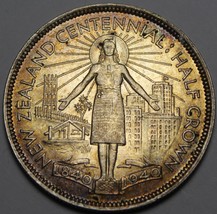 New Zealand Half Crown, 1940 Gem Unc~Centennial 100 Years~RARE~100,800 Minted~FS - £115.11 GBP