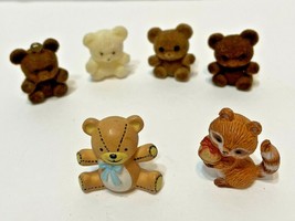 Vintage Minature 1 Inch Teddy Bears Flocked and Raccoon with Present Lot... - $14.58