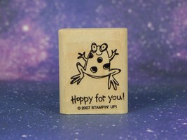 Hoppy For You! Frog, Wood Mounted Rubber Stamp, Stampin&#39; Up! Euc! - £4.13 GBP