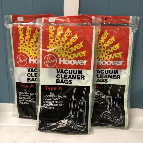 9 Hoover Vacuum 3 x 3 Bags Type A 1978 Sealed Made In USA Top Fits A Few Styles - $21.77