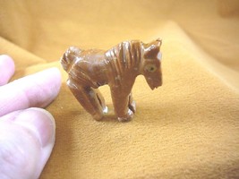 (Y-HOR-25) little tan brown HORSE carving SOAPSTONE Peru FIGURINE horses... - $8.59