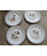 LENOX CHINA SET OF 4 DESSERT PLATES 6.25&quot; BLACK RIM IVORY BIRDS OF FOWL - $20.30 CAD