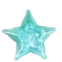 Seafoam Green Glass Star Translucent Dish With White Swirls - £22.29 GBP