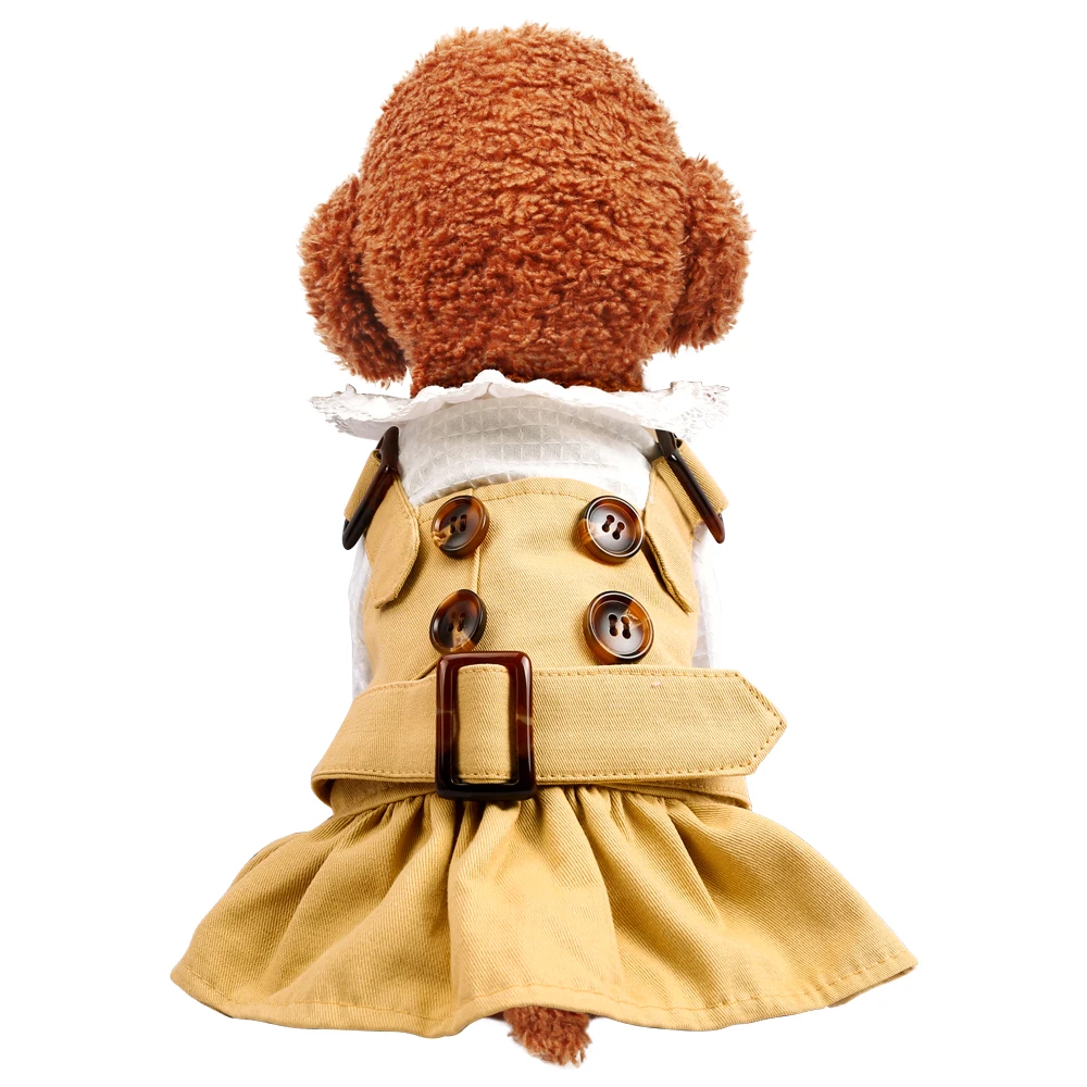 Pet Dog es for Spring Summer Thin Trench Coat  Dress Two Styles Pet ing with But - £94.14 GBP