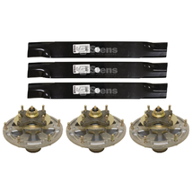 3 Blades &amp; Spindles for John Deere 1550 1570 1575 1580 1585 997 3120 3320 3520 - £256.75 GBP