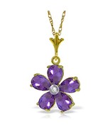 Galaxy Gold GG 14k Solid Gold 18&quot; Necklace with Amethysts and Diamond Fl... - £392.47 GBP