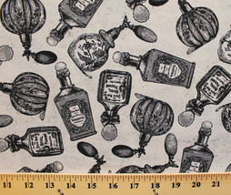 Perfume Bottles Victorian Vintage French Cotton Fabric Print by the Yard... - $7.92