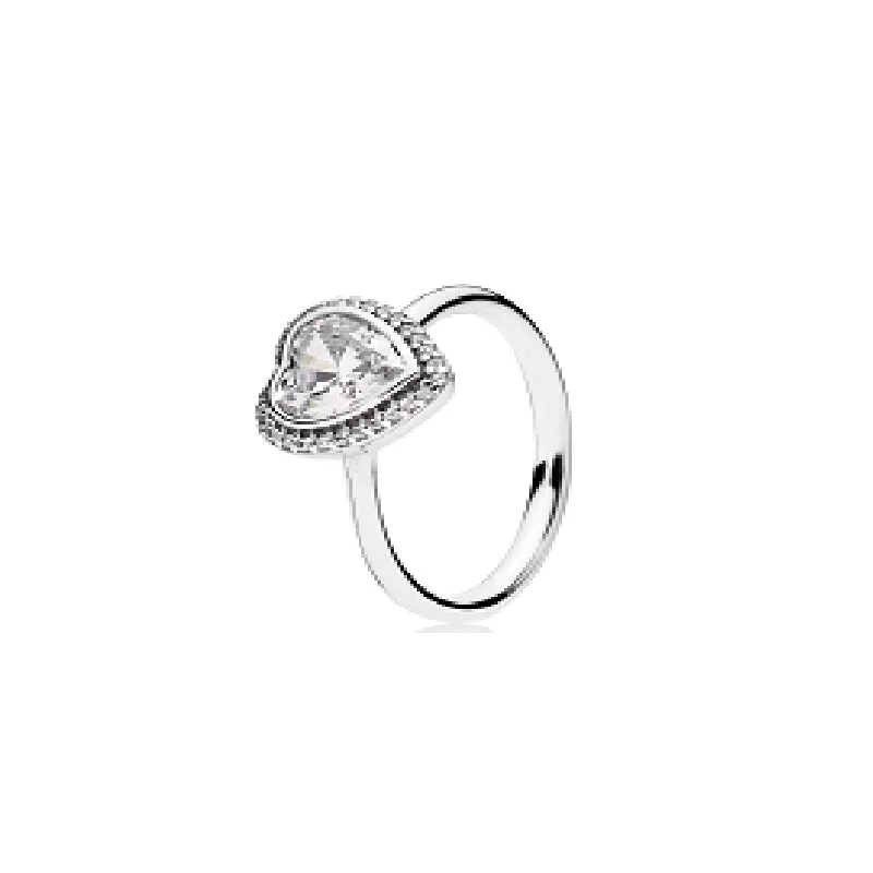 LR Heart Lock Daisy PAN 925 Sterling Silver Ring Or Women Men Zirconia Wedding R - £38.65 GBP