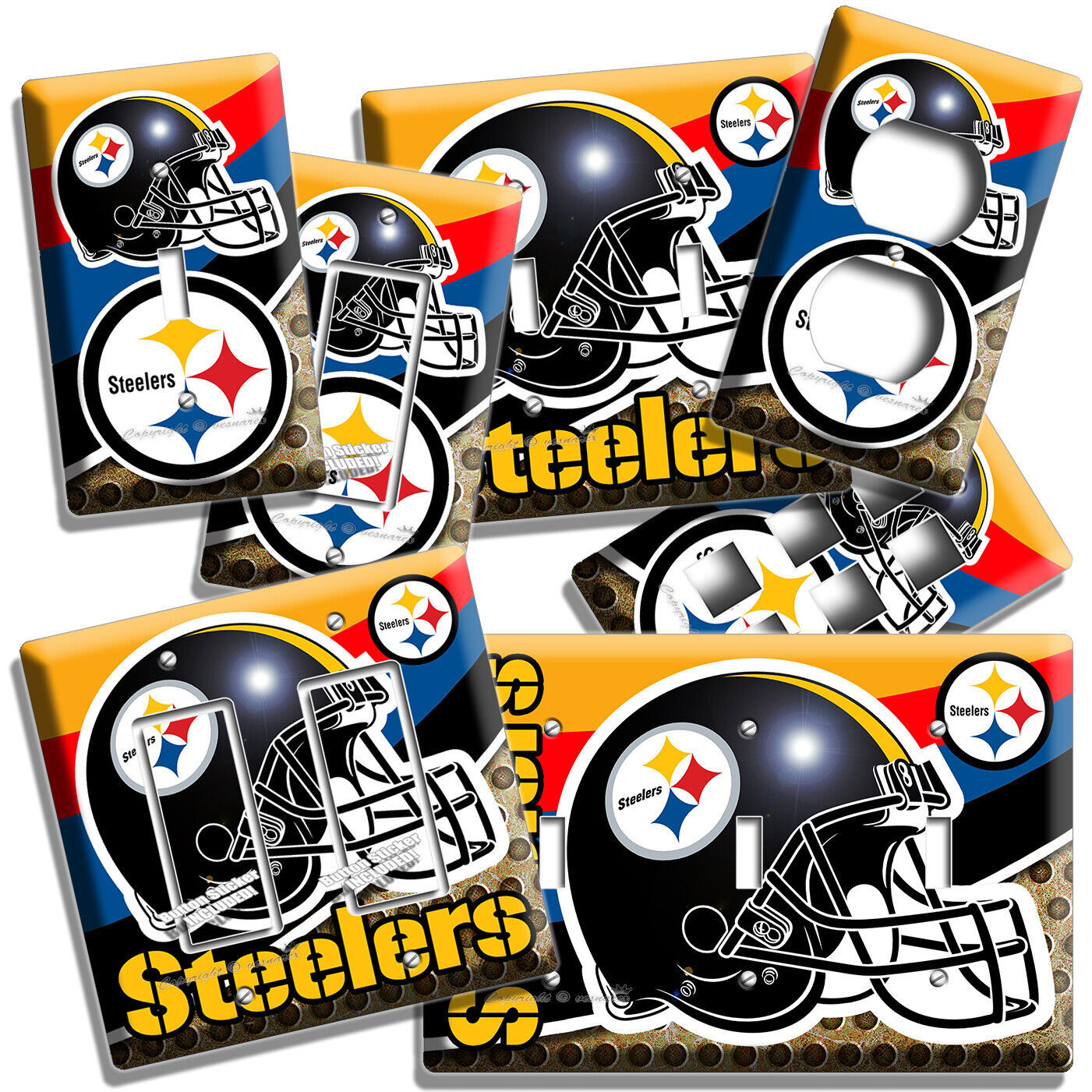 PITTSBURGH STEELERS FOOTBALL LIGHT SWITCH OUTLET PLATES BOYS ROOM MAN CAVE DECOR