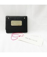 See By Chloe Wallet Silver Tone Metal Logo Plate Snap Bi-Fold Black Leat... - $174.42 CAD