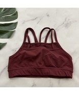 Oiselle Womens Sports Bra Size 4 Burgundy Red Strappy Back Mesh Trim - $443.69 MXN