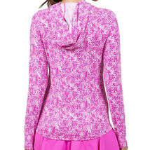 NWT Ladies IBKUL Abstract Skin Pink Long Sleeve Hoodie Golf Shirt S M L & XL image 2