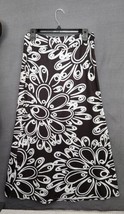 Women&#39;s Before + Again Black White Floral Print Pull On Silky A-Line Ski... - $22.95