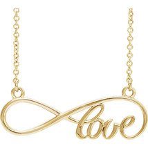 14K Gold  &quot;Love&quot; Infinity Style Necklace in Yellow, White or Rose Gold - £63.94 GBP+