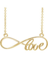 14K Gold  &quot;Love&quot; Infinity Style Necklace in Yellow, White or Rose Gold - $108.92 CAD+