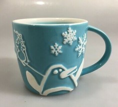 Starbucks Holiday 2007 Blue Coffee Mug Penguin Snowman Snowflakes Trees ... - $19.11