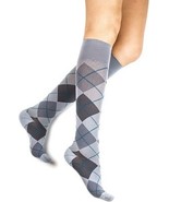 Rejuva Argyle 15-20 mmHg Knee High Compression Socks Unisex (Large Smoke) - $480.27 MXN