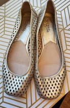 MICHAEL Michael Kors Gold Color 8 1/2M Women Flat Shoes Upper Leather Sole - £29.48 GBP