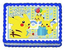 Pikachu Birthday Party Edible image/Cake Topper 1/4 sheet Frosting - £11.36 GBP