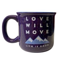 Love Will Move Mug Mountain Graphic Life Is Good Purple Coffee Cup Ceramic - $9.90