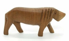 Vintage Primitive Hand Carved Wood Roaring Lion Statue Miniature Figurine Decor - £11.60 GBP
