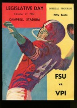 Fsu Vs Virginia Tech (Vpi) Ncaa Football Program 10/27/1962-BILETNIKOFF-fn - £157.20 GBP